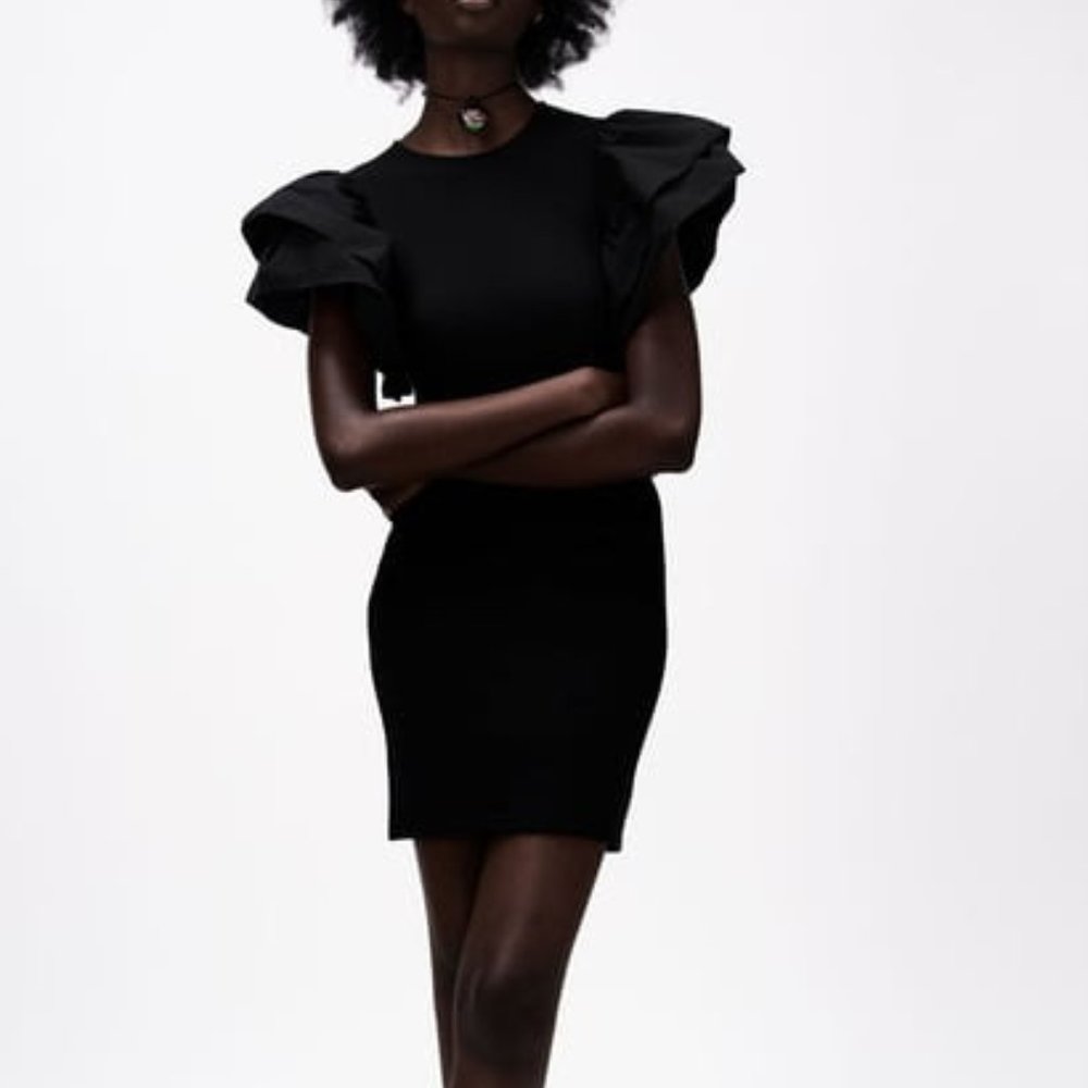 Zara Black Ruffled Dress